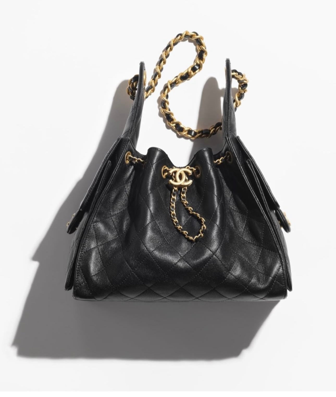 Grained Calfskin & Gold-Tone Metal White