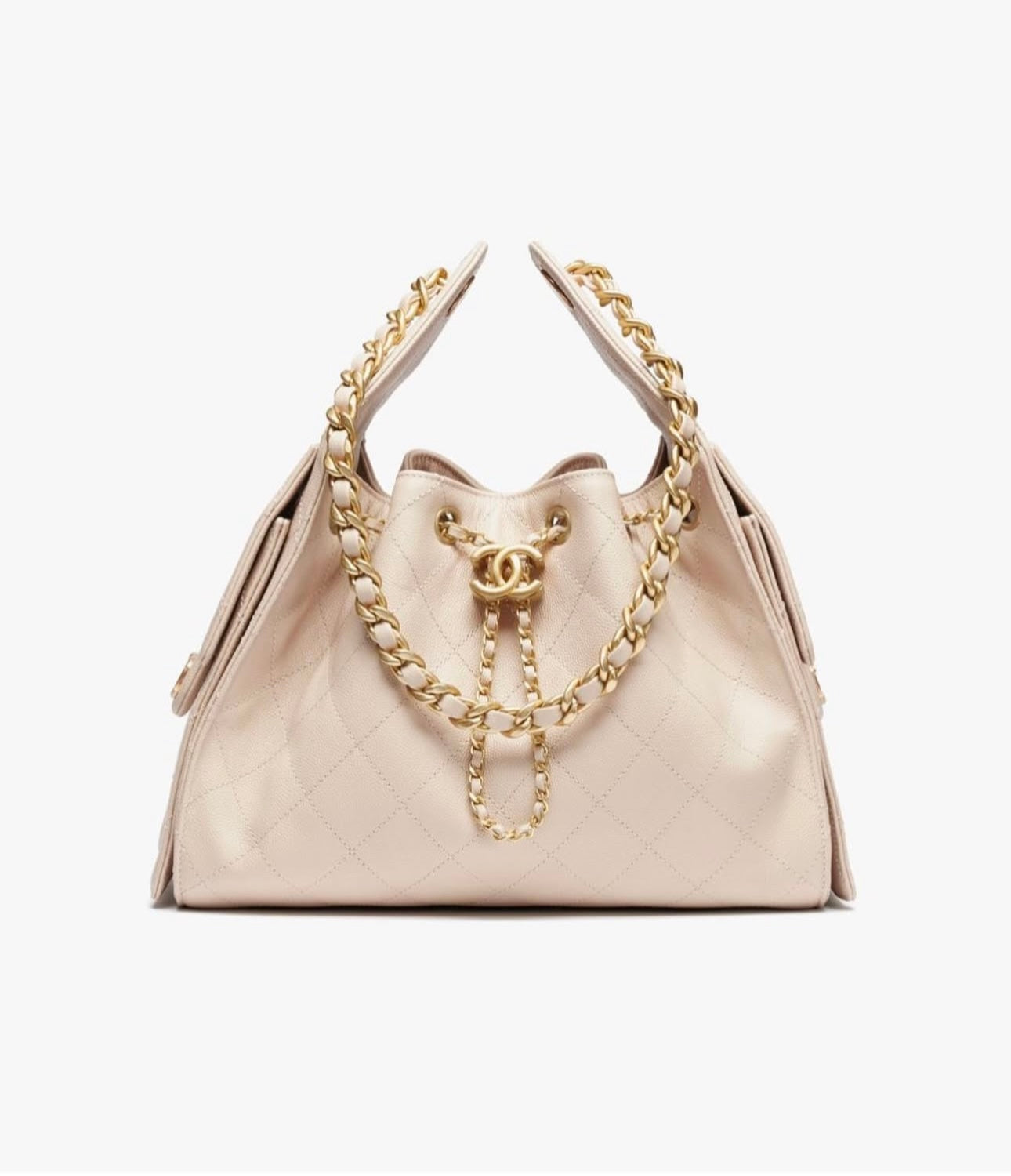 Grained Calfskin & Gold-Tone Metal White