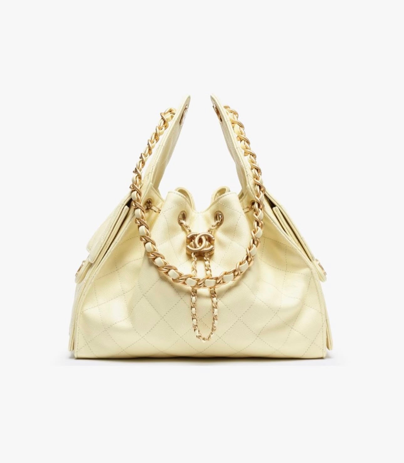 Grained Calfskin & Gold-Tone Metal White
