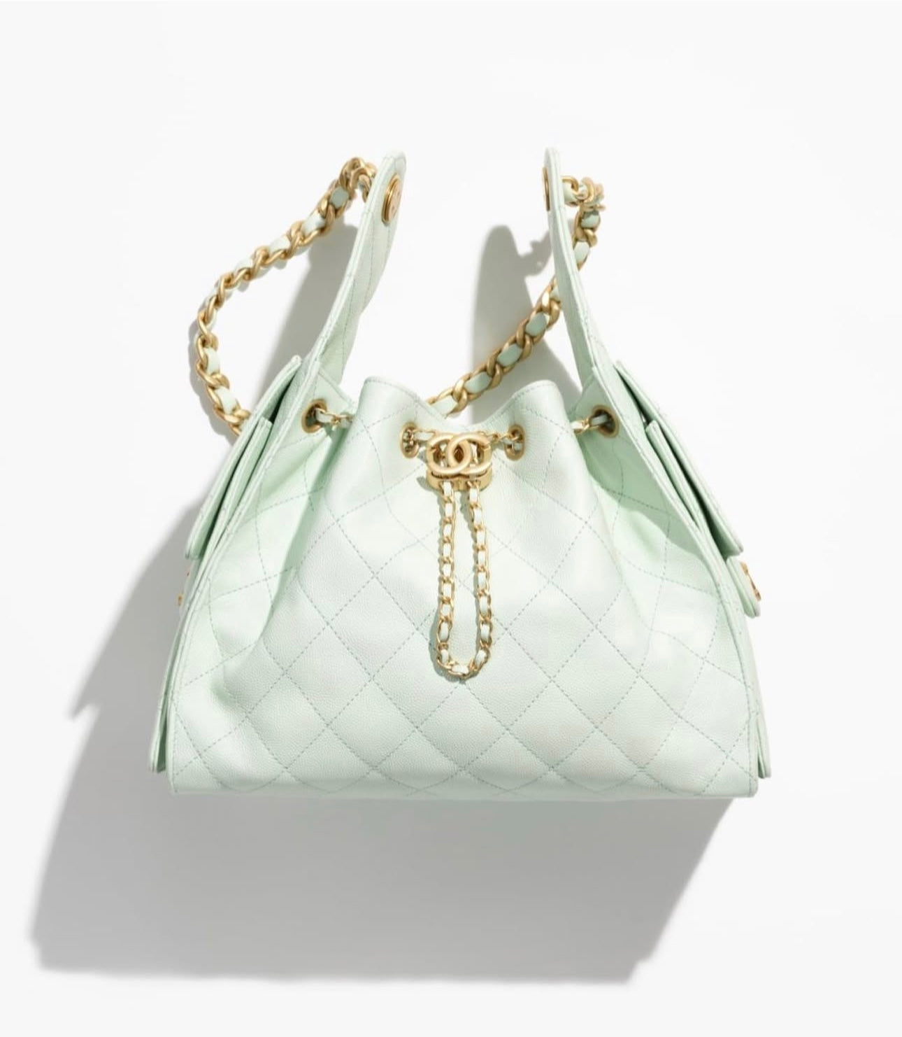 Grained Calfskin & Gold-Tone Metal White