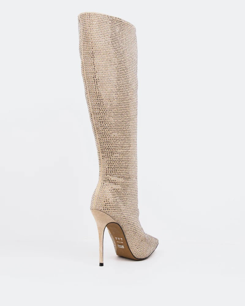 Crystal Gold High-Heel Boots