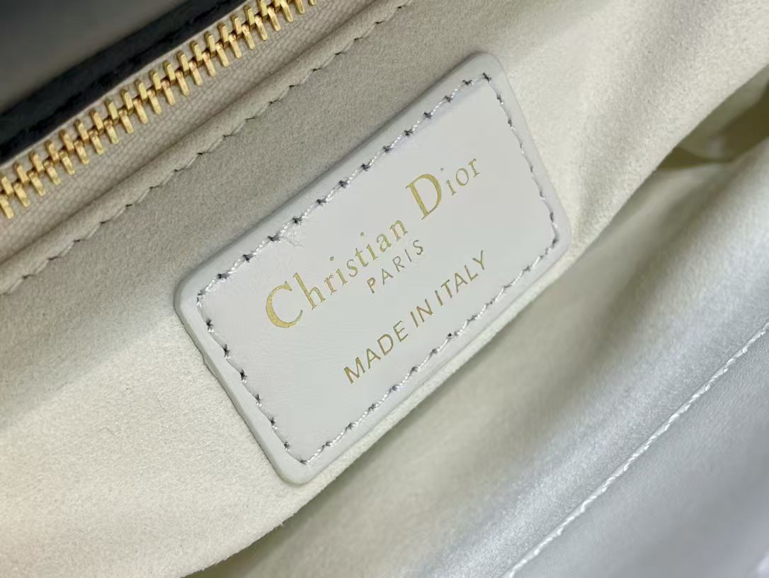 Lady Dior Medium – Quilted Cannage Leather Bag with Contrast Handle
